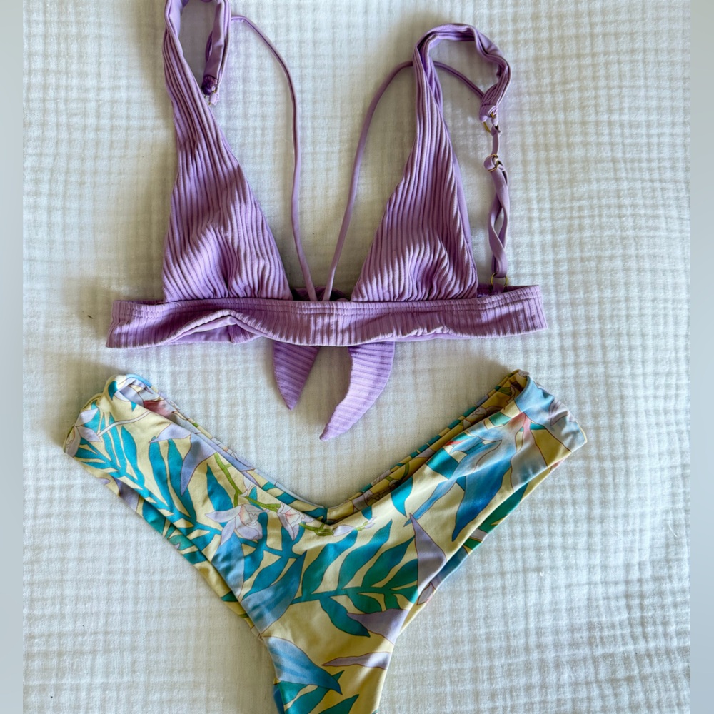 Beach Bunny Purple and Floral Bikini Set